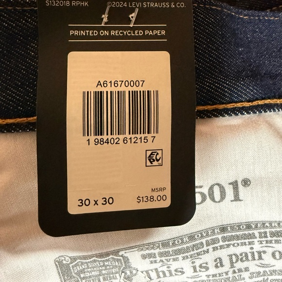 Levi's Men's 501 Original Selvedge Denim - Picture 11 of 11